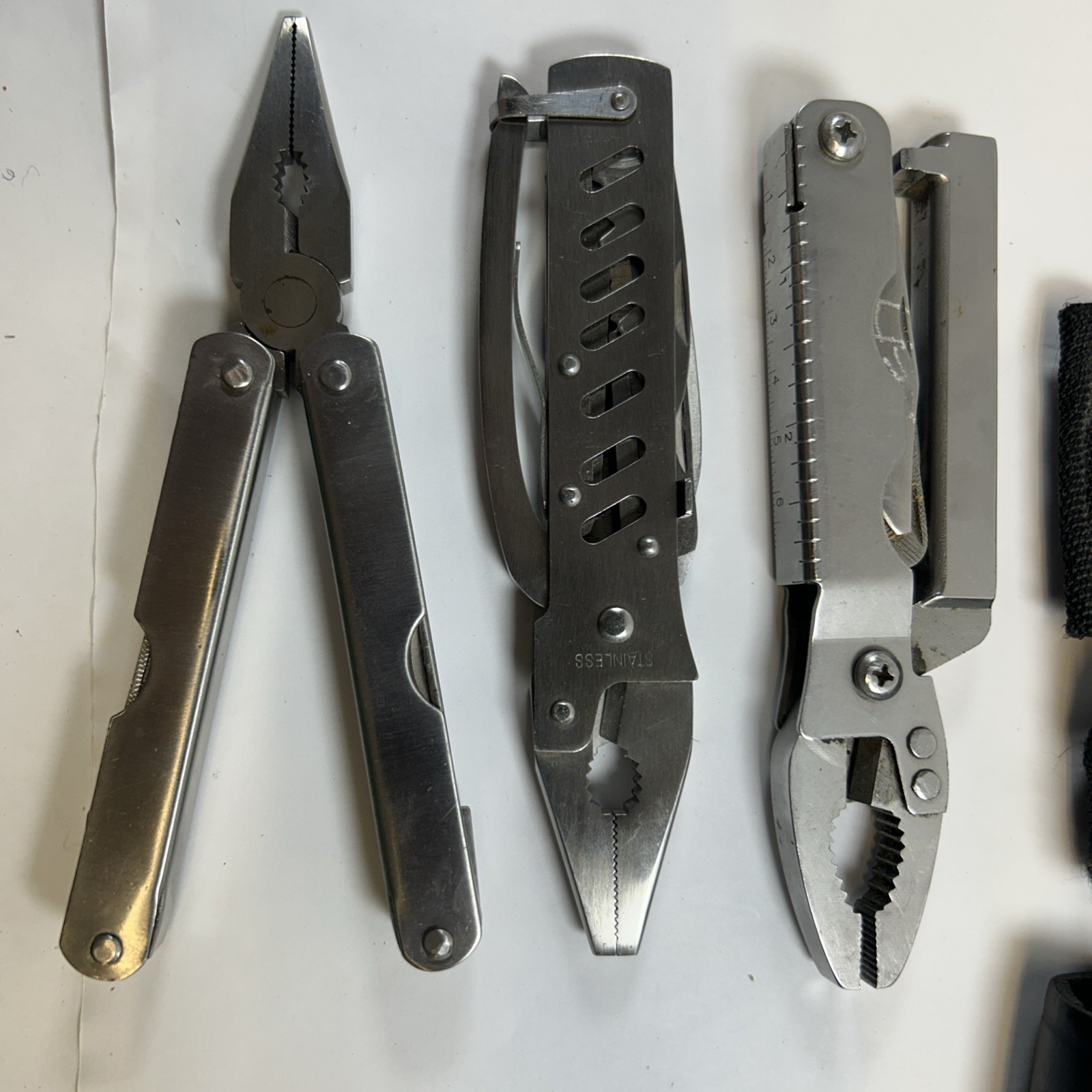 Used Lot of 3 Multi-Tool Pliers 1 MultiMaster and 2 General, Plus Sharpen Stone