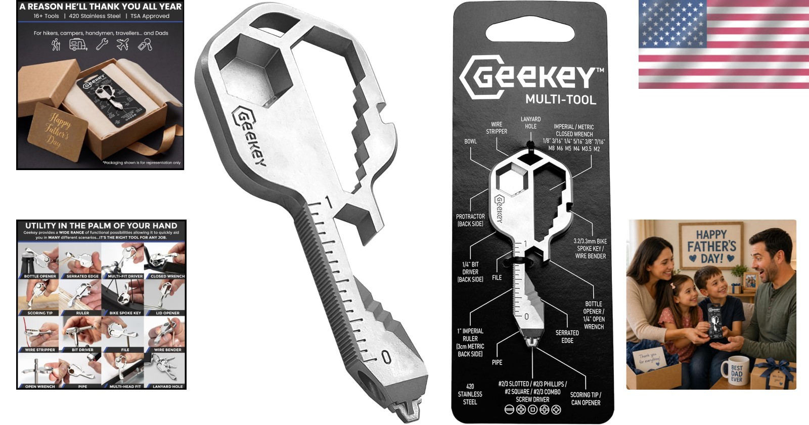 Stainless Steel Keychain With 16 Tools – Ideal Gift for Outdoor Enthusiasts