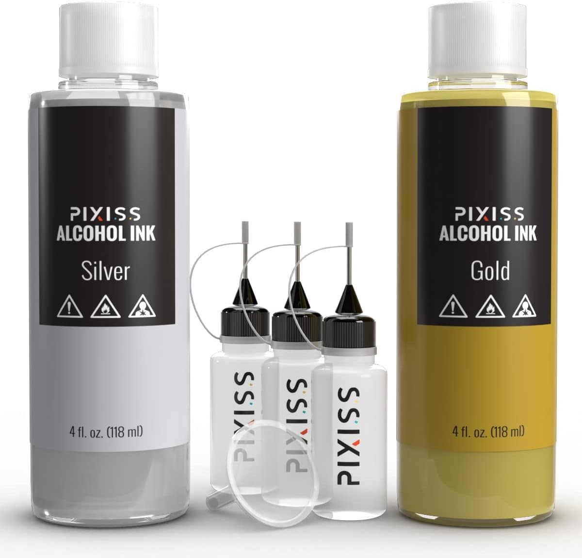 Silver & Gold Alcohol Ink Resin 4oz Metallic Colors