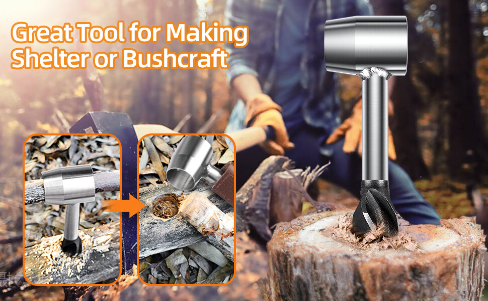 Hand Auger Drill Bit Survival Settlers Tools Outdoor Wood Peg and Hole Maker
