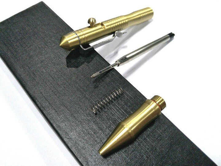 Brass EDC Pocket Pen Bolt Design Ballpoint Pen free 5pcs Refill Outdoor Travel