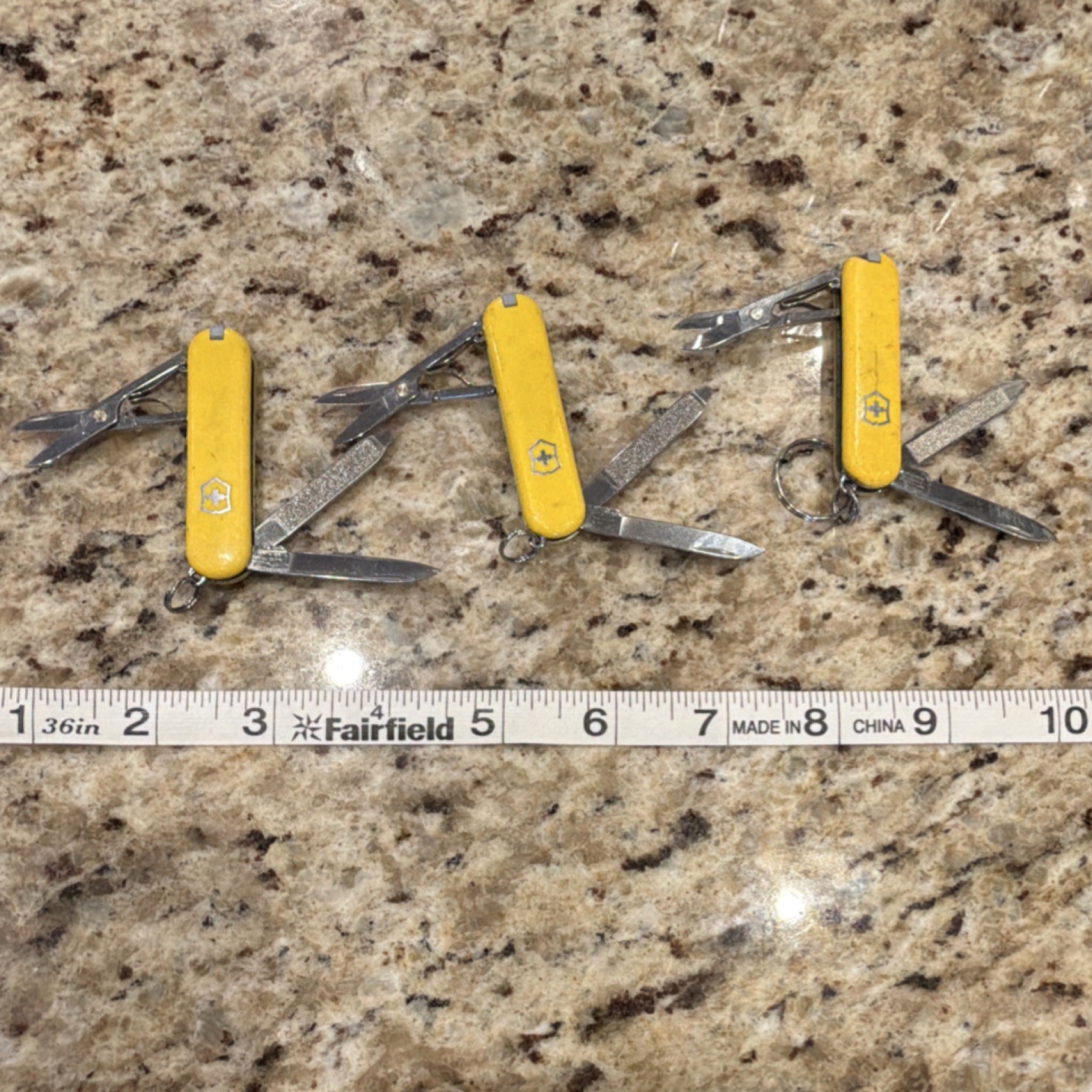 Victorinox Classic Multi-Tool Yellow Stainless Steel Knife Scissors File Lot 3