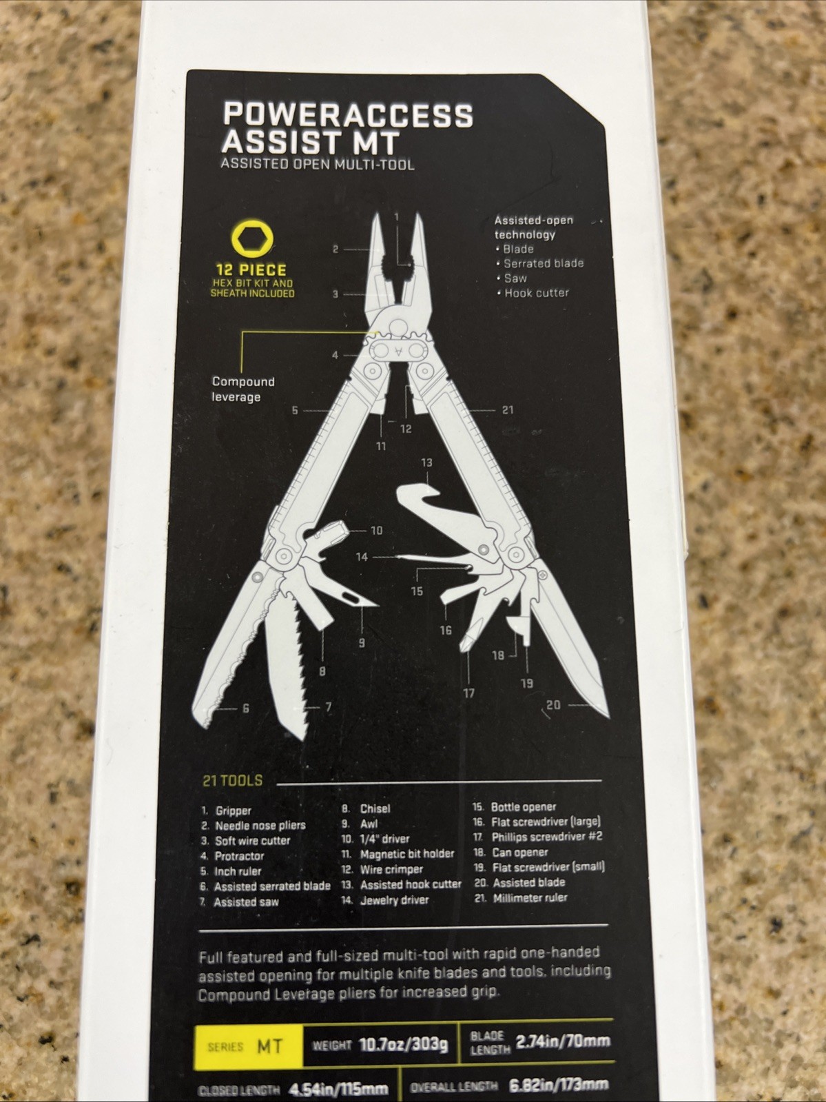SOG PowerAccess Assist 6.88″ Black Stainless Steel Multi Tool PA3002CP – NEW