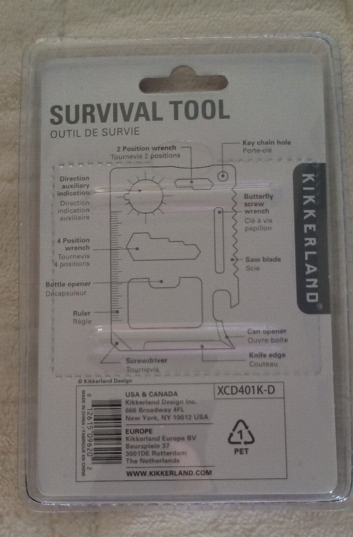 New Kikkerland Pocket Survival Tool 11 Functions Storage Pouch Included