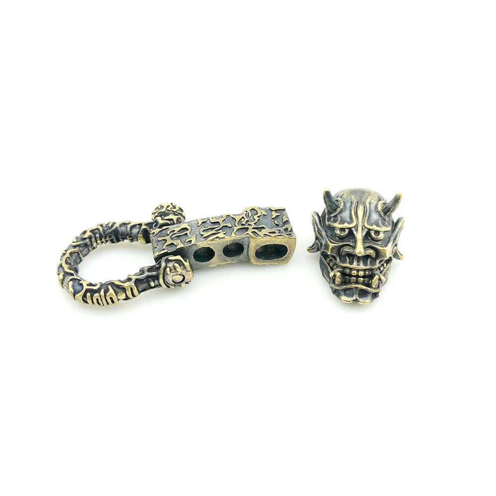 1PC Adjustable Paracord Lanyard Beads Pendant Brass Skull Knife Beads Charms DIY
