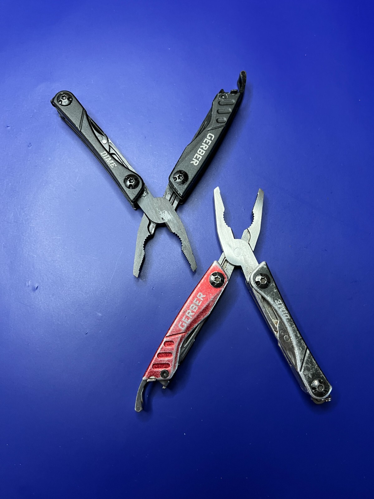 Lot of 2 Gerber Dime Multi-Tools Small Keychain Pliers Knife File Scissors