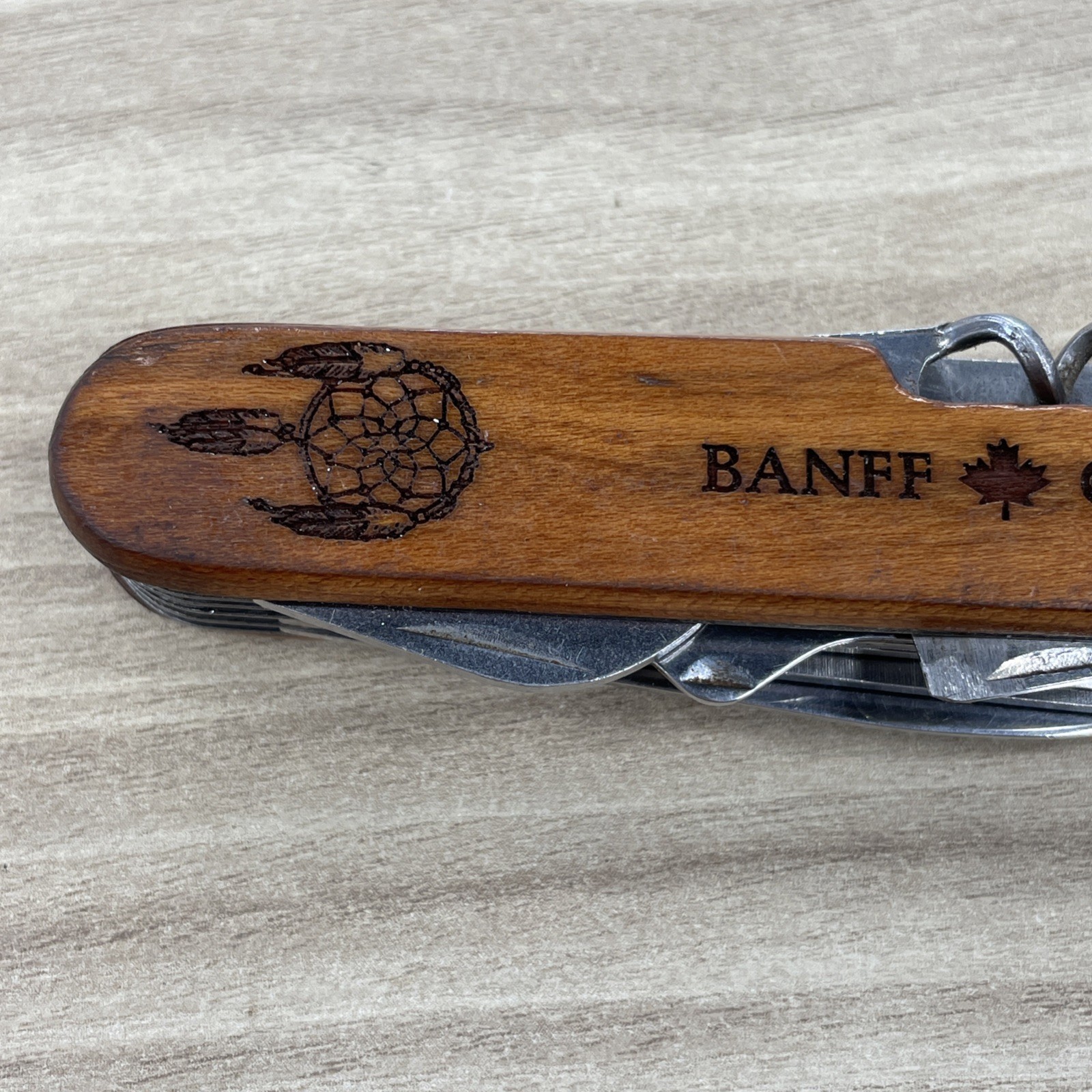 Multi Tool Pocket Knife wood handle Screwdriver, saw, scissors
