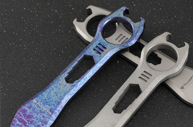 Titanium Pocket Pry Bar Crowbar Outdoor EDC Multi Tools Bottle Opener Wrench