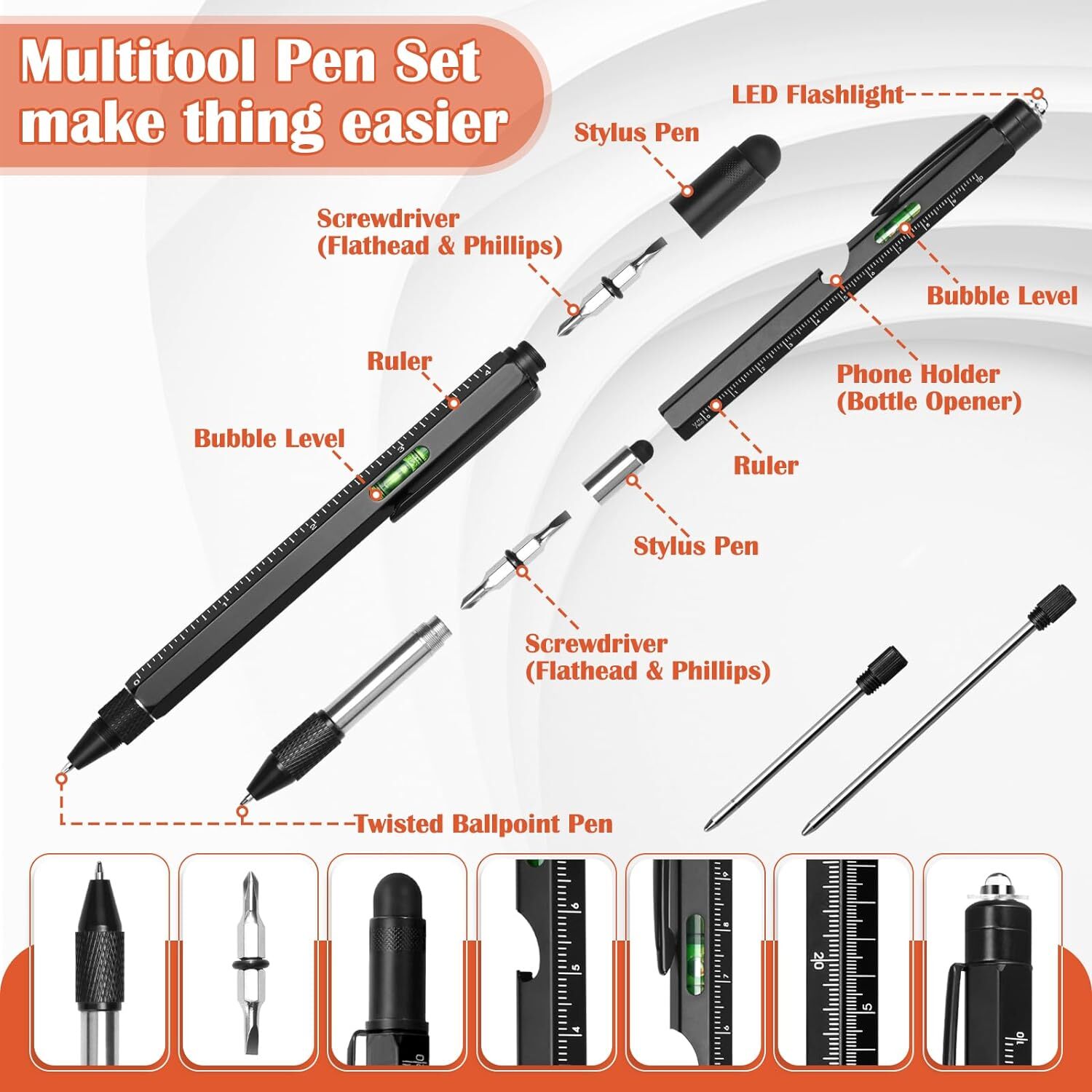 2-PACK 9 in 1 Multitool Pen Set – Set of 2 pens 1 – Metal Made