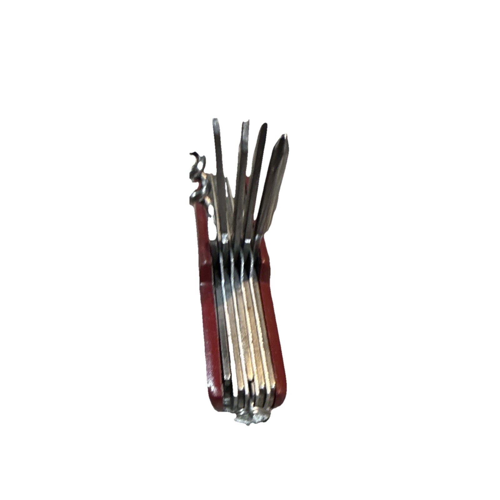 Red Folding 7-Tool Pocket Multi-Tool Knife, 2in Straight Edge, Stainless