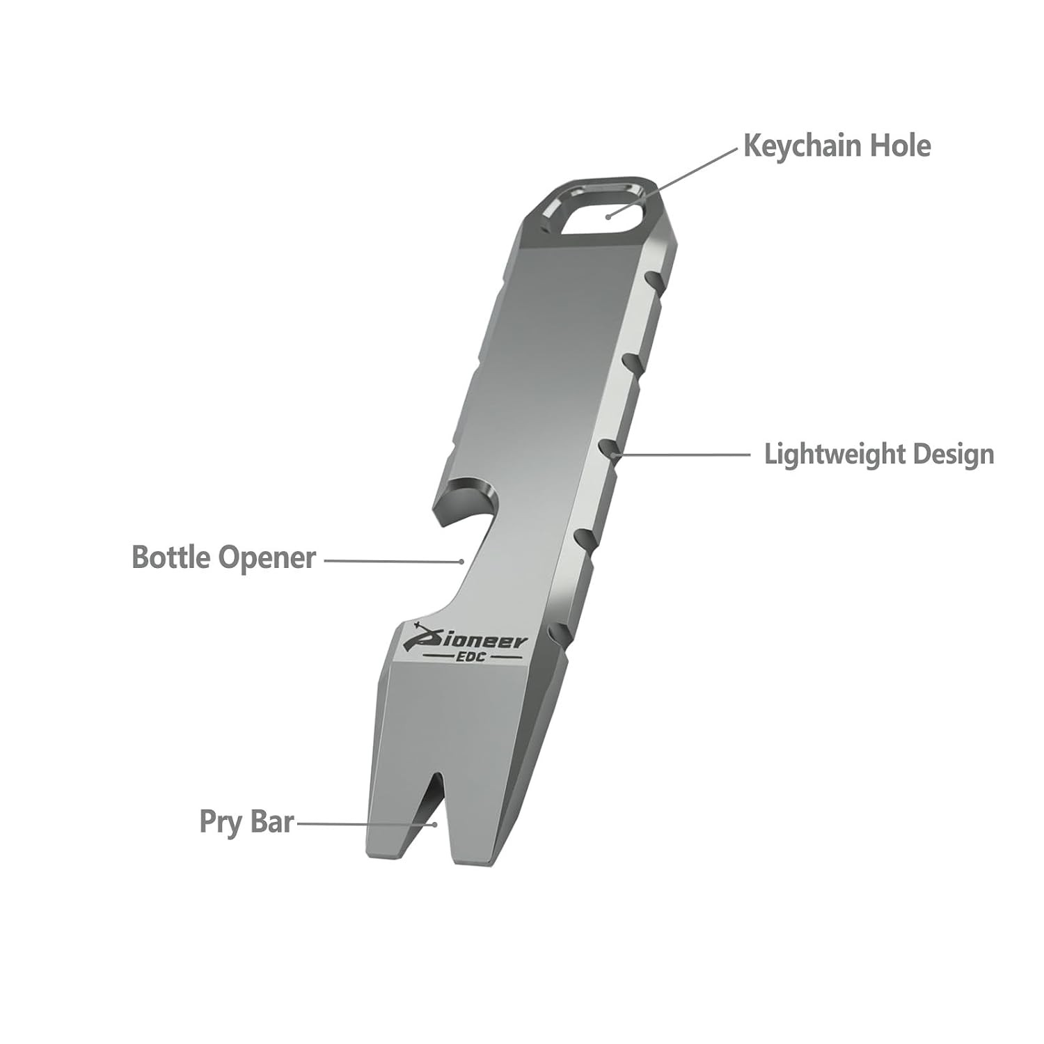Titanium Mini EDC Pry Bar, Grey | Mini Crowbar, Multi-tool Scraper Opener, Porta