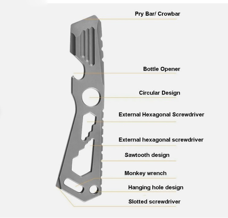 EDC Titanium Stainless Steel Multitool Card Crowbar Opener Outdoor Pry Bar Tool