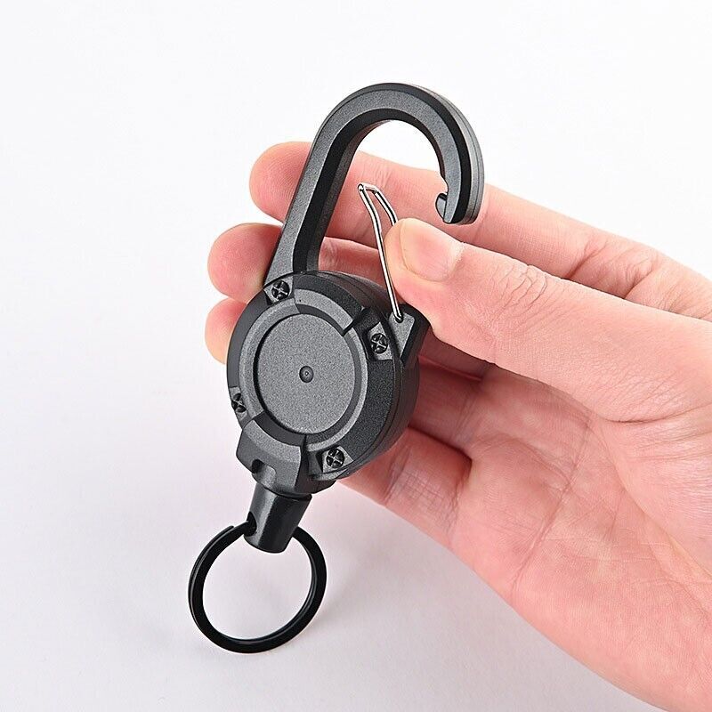 Outdoor High Rebound Telescopic Key Chain Ring Buckle Anti-theft Steel EDC Tool