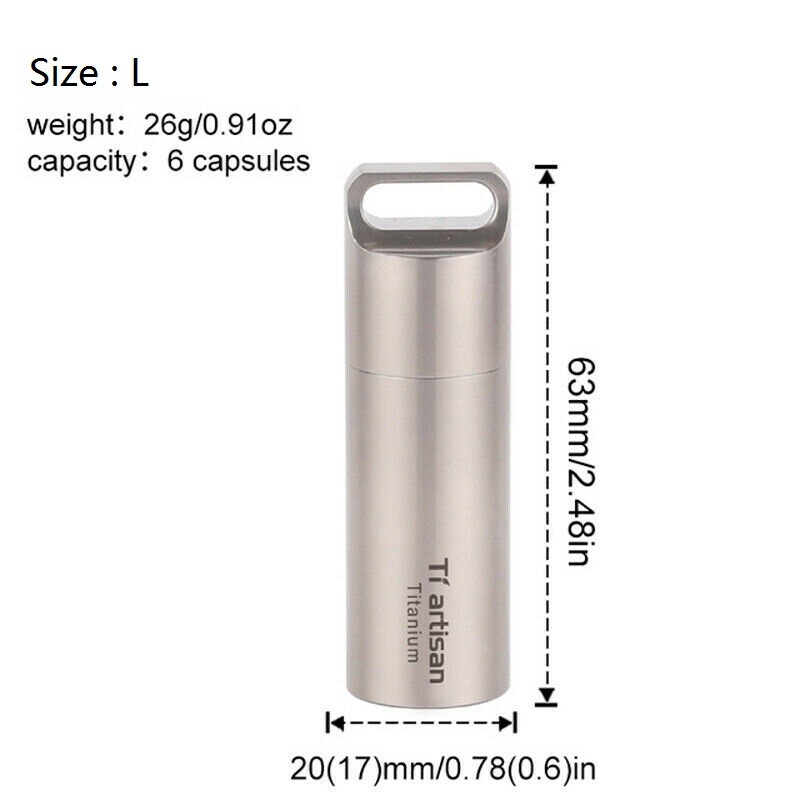 Tiartisan Outdoor Titanium Alloy Waterproof Pill Box Case Container Survival EDC