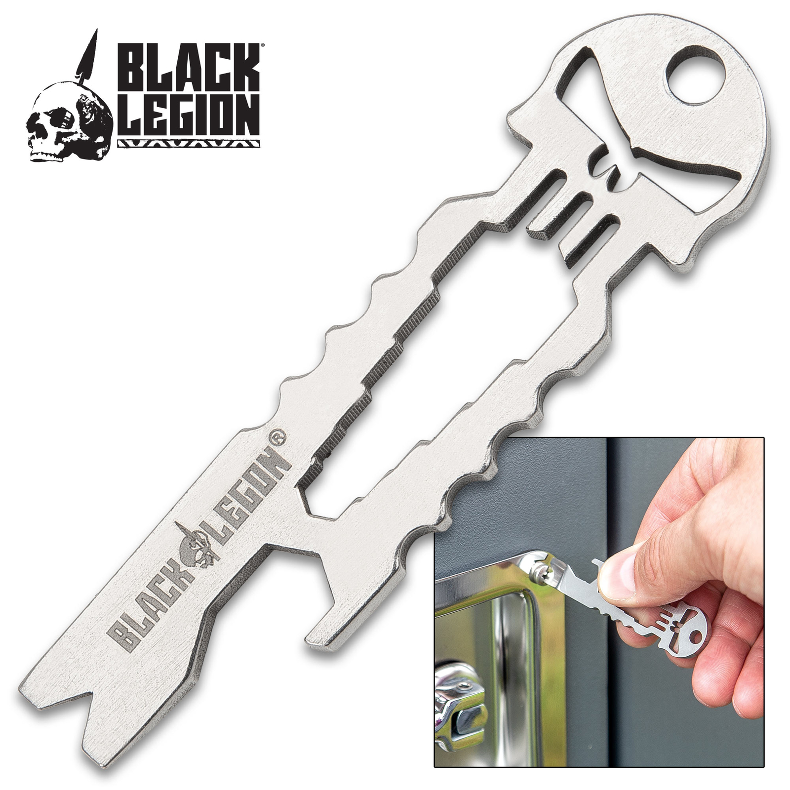 Punisher Keychain Tool – Lanyard Hole Bottle Opener Wrench Screw Driver Prybar