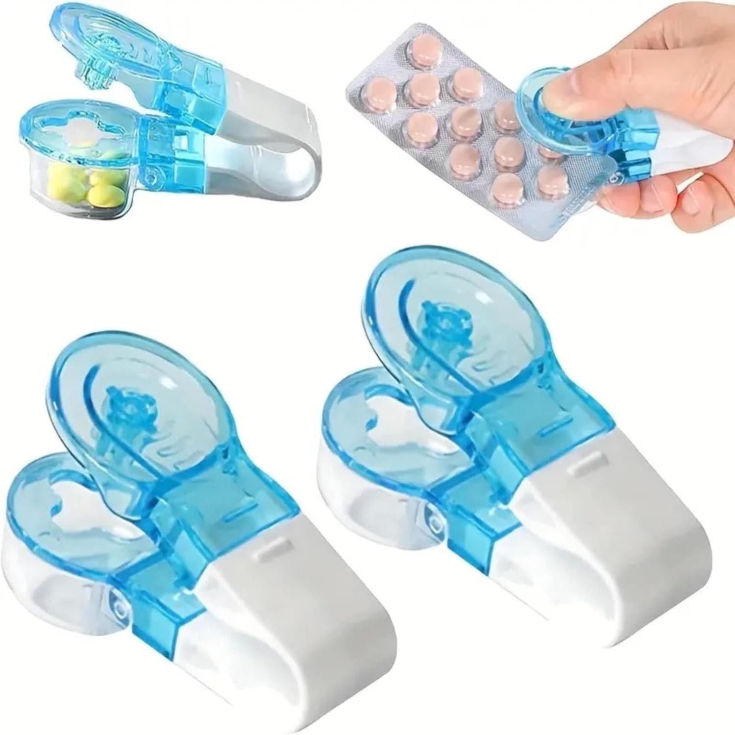 2 Pcs Blue Portable Pill Taker Remover, Blister Pack Opener Popper Assistance No