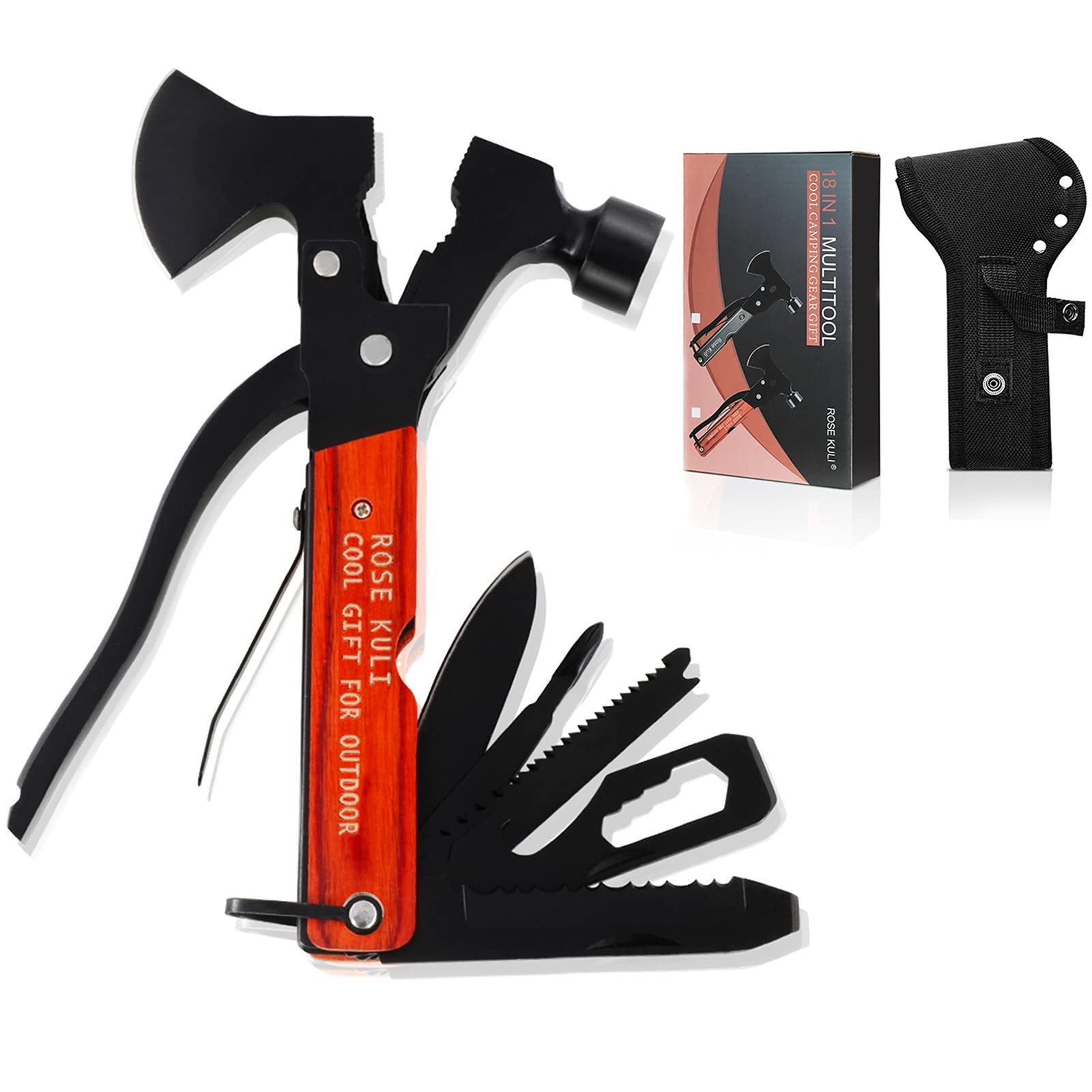 Camping Multitool Axe Hammer, 18 in 1 Multitool Hatchet Multitool Camping Too…