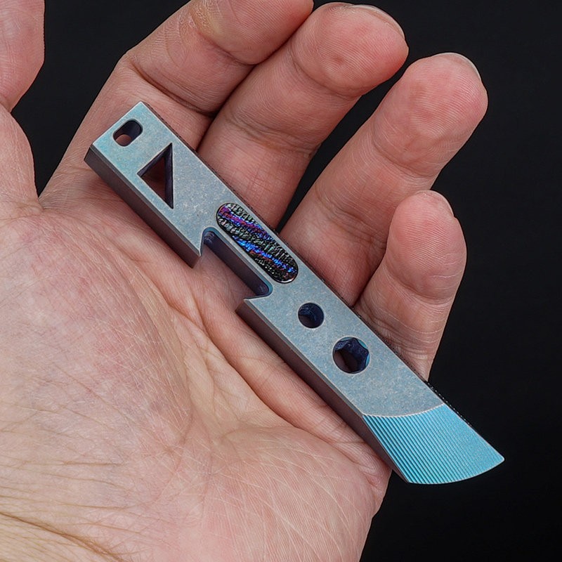 Titanium alloy inlaid with Damascus steel EDC Tool Pry bar