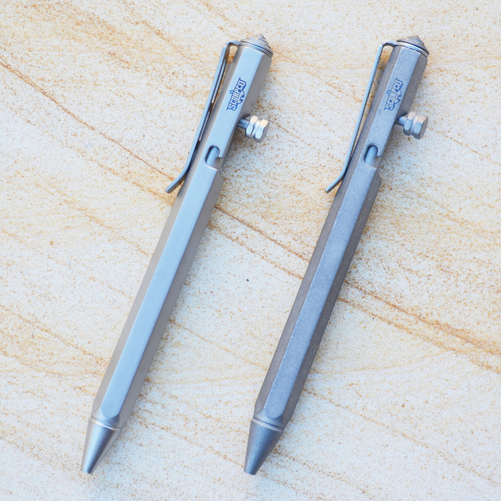 Titanium T5 Pen Tungsten Tip Bolt Action Hex Easy Grip G2 ink refills SCORPCO