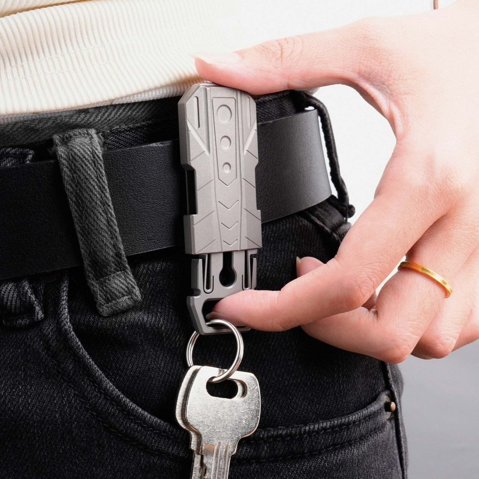 Titanium Alloy Quick Buckle Detach Belt Waist Clip Keychain Holder Hanging EDC