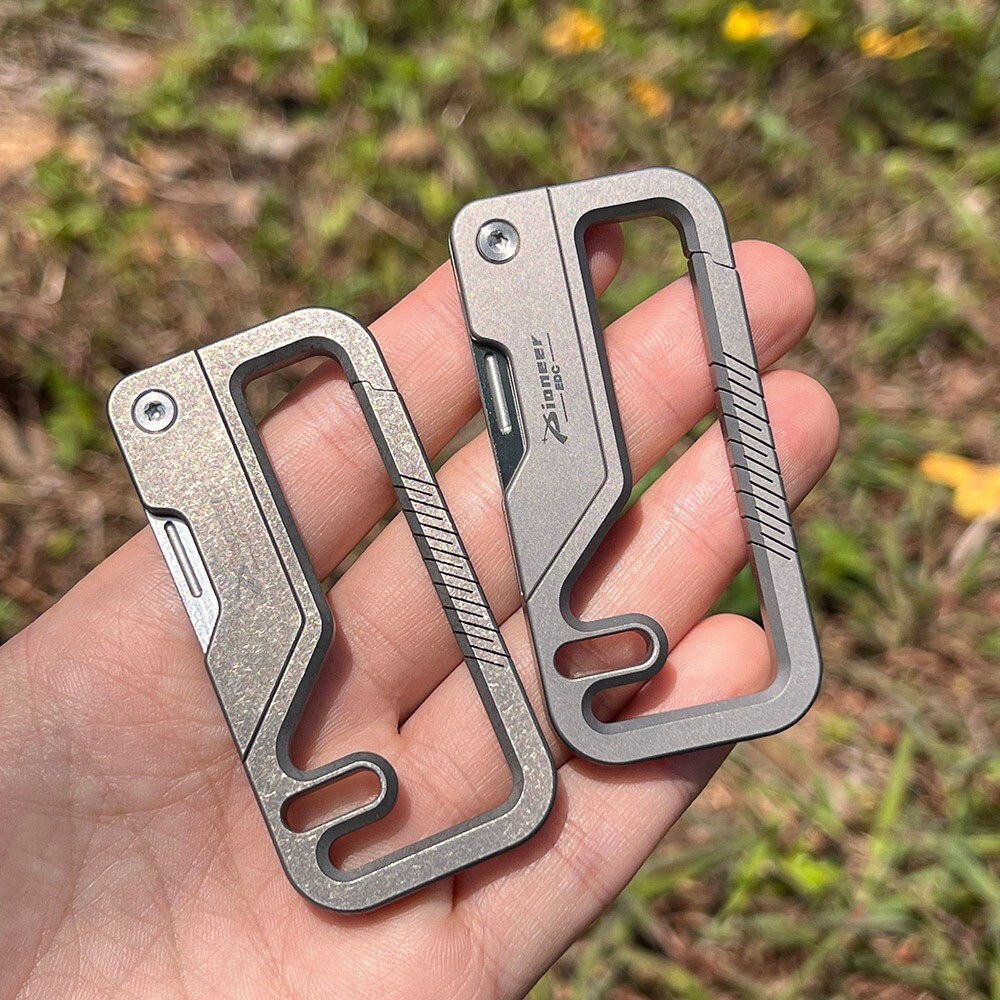 EDC Titanium Keychain Buckle 12C28 Blade Folding Knife Pocket Outdoor Multi Tool