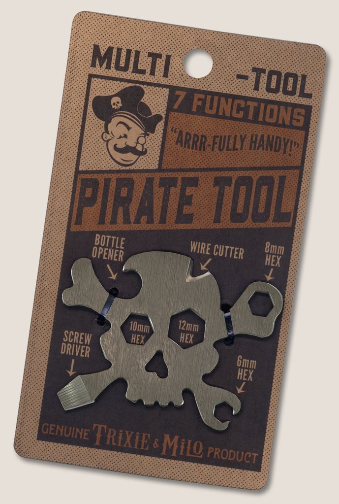 Trixie and Milo TOOL-PIRAT Stainless Steel Pirate 7-Multi-Tool 2-1/4 W x 3 L in.