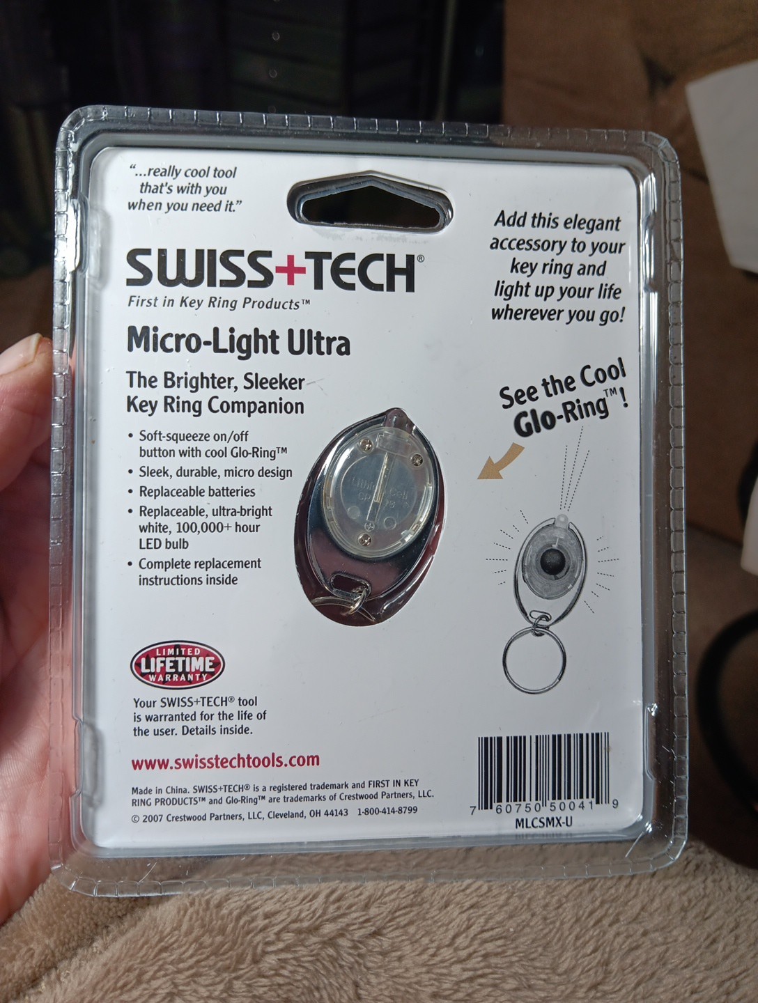 Swiss Tech Micro-Light Ultra Key Ring Keychain LED Flashlight-silver