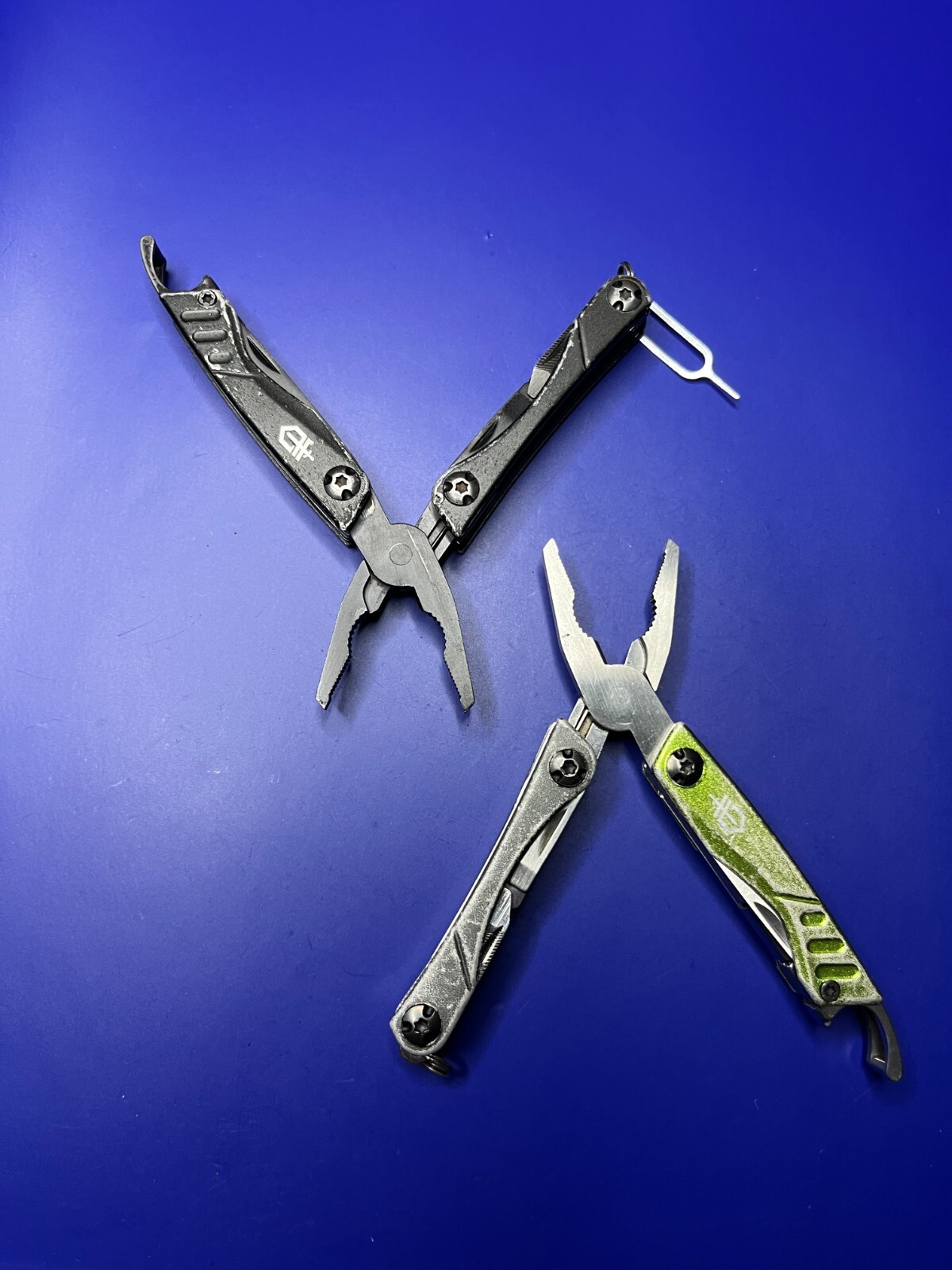 Lot of 2 Gerber Dime Multi-Tools Small Keychain Pliers Knife File Scissors