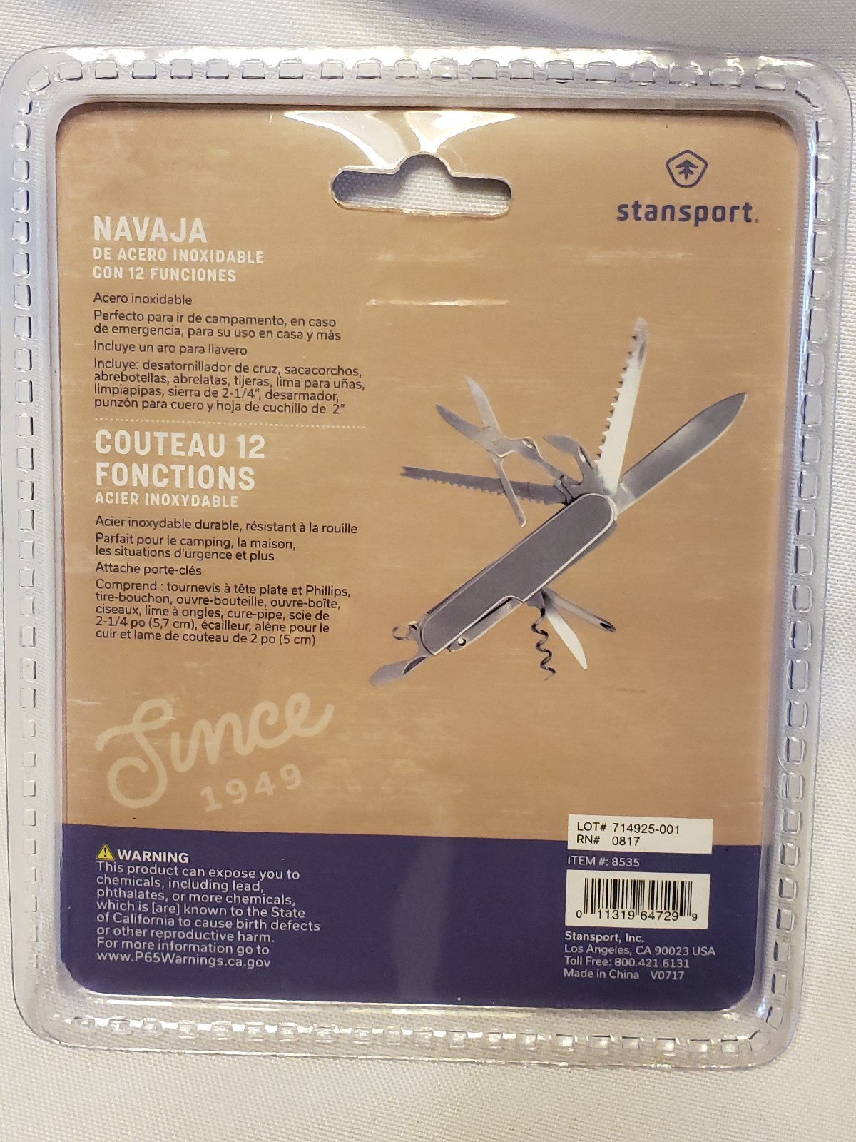 Stansport Multi Tool Knife 12 Function Stainless Steel Rust Resistant Key Ring