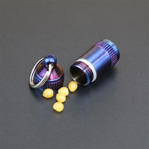 Titanium Alloy Waterproof Emergency Capsule Box Pill Case Keychain Pendant EDC