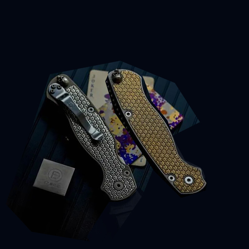 TC21 Inlaid Brass Nail Plate Handle Scales for Spyderco C81 Paramilitary 2 PM2