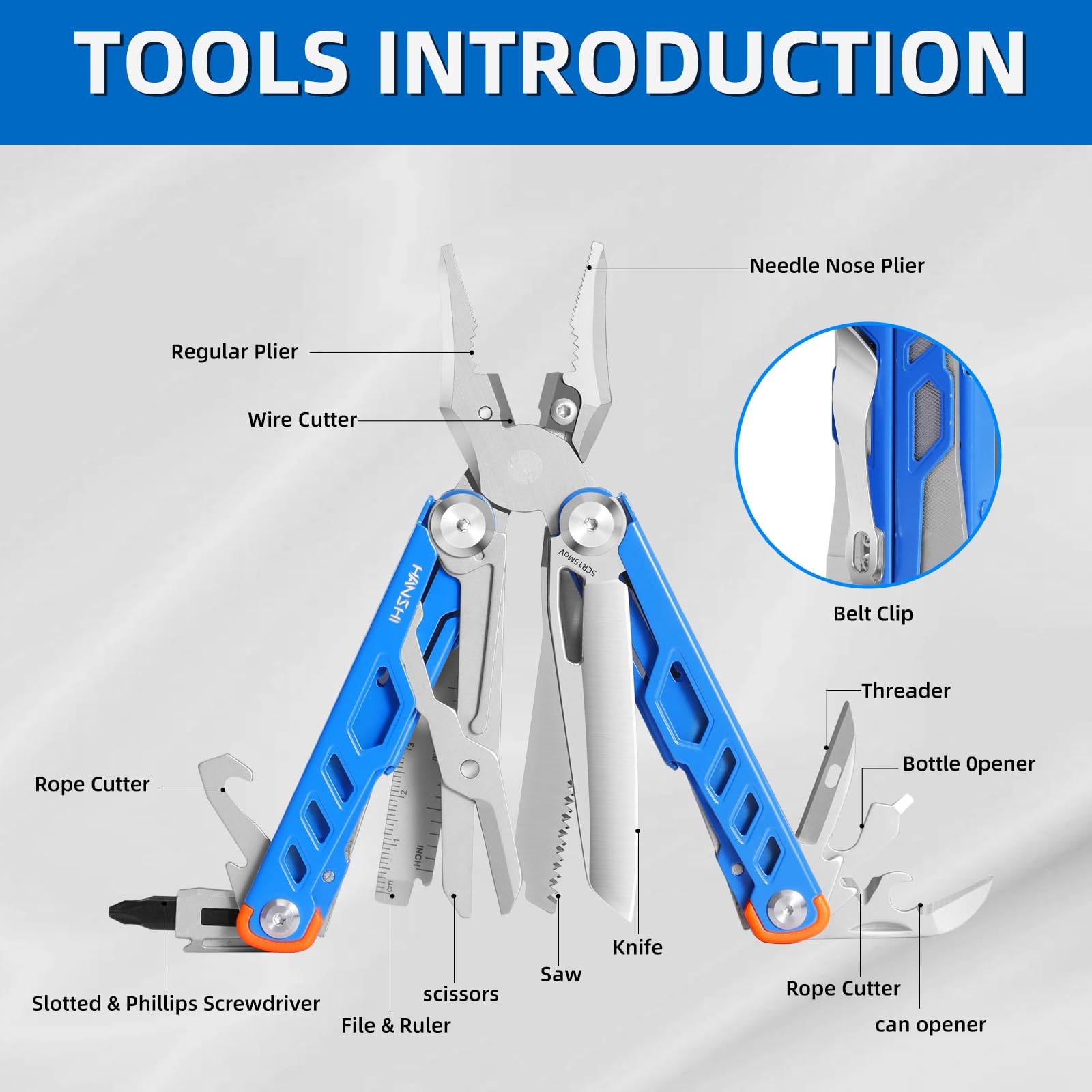 15 in 1 Multitool Pliers with Scissors, Upgraded Heavy Duty Stainless Steel M…