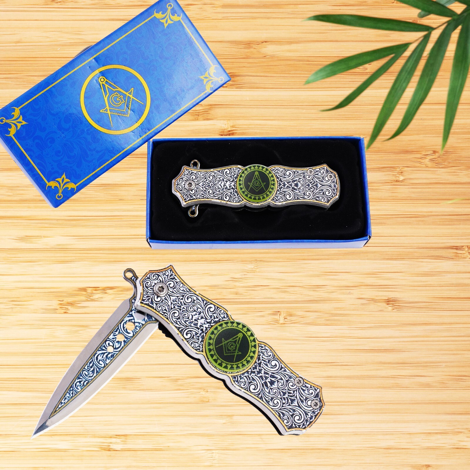 Masonic Folding Knife with Fidget Spinner, Crafted, Durable Tool