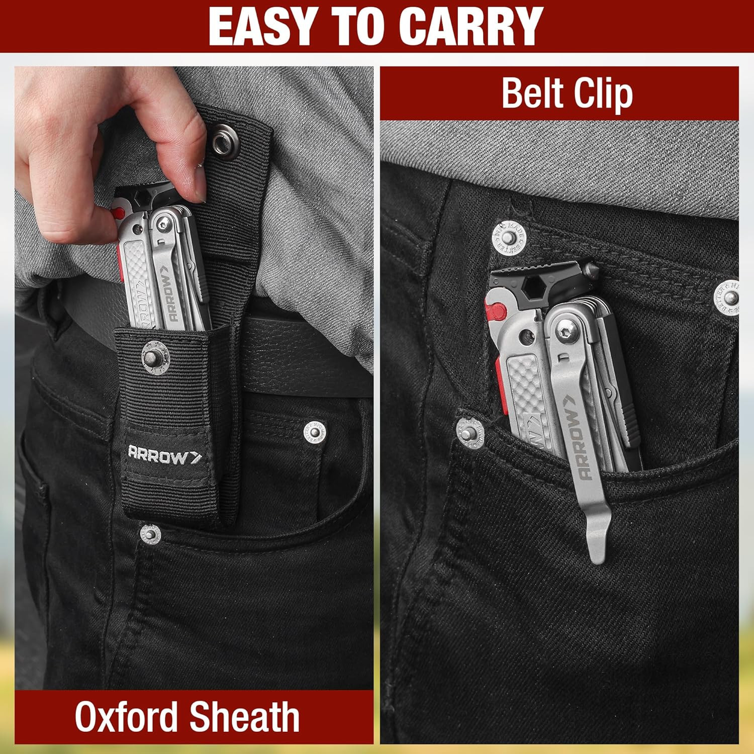 ARROW 20-In-1 Stainless Steel Multitool with Accessories for Outdoor Survival