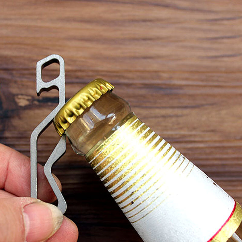 EDC titanium Multifunctional tool Keychain key ring Corkscrew Opener phone stand