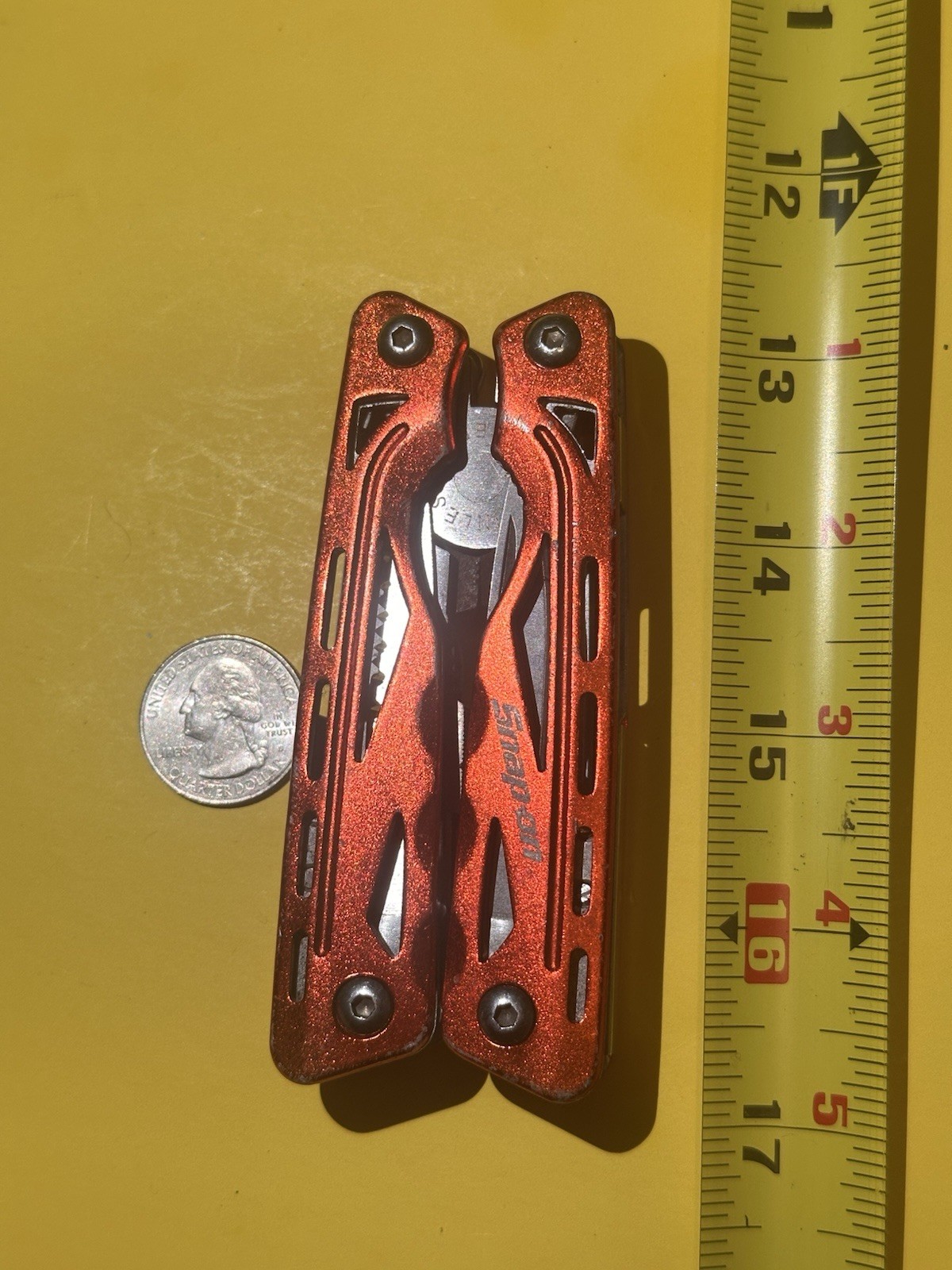 Snap-on Tool Red Stainless Steel Multi-Tool, Pliers, Knife, Screwdriver, 9 Tools