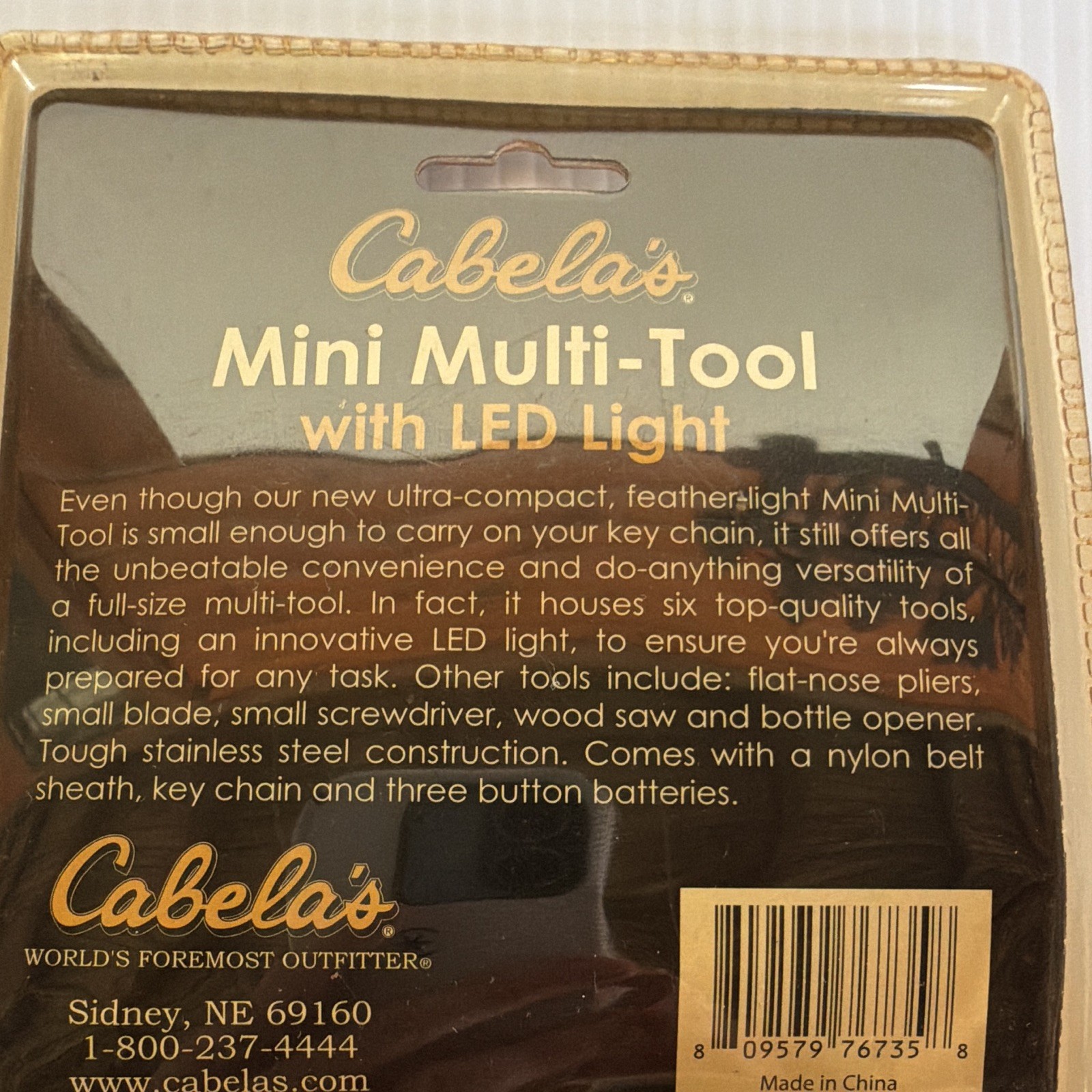 Cabela’s Mini Multi-Tool with LED Light and Nylon Case Brand New In Package