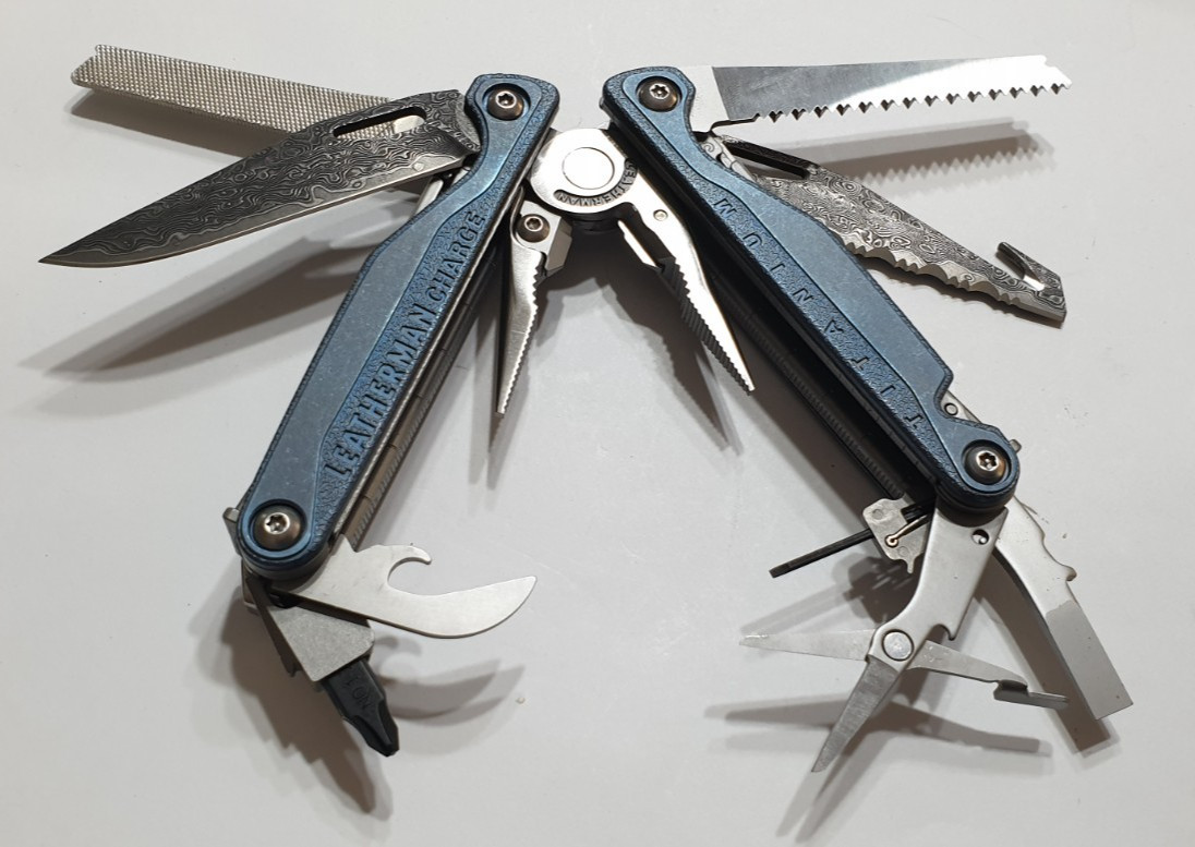 🔥🔥🔥 Leatherman Charge TTI Titanium Damascus Blades NotUsed Very Rare