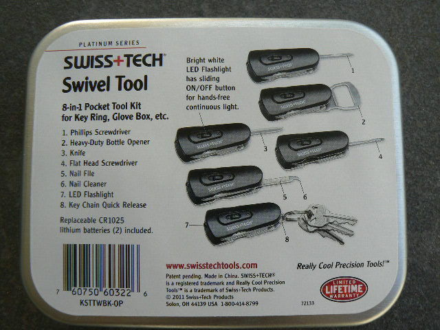 SWISS+TECH Swivel Tool ST60322 8-in-1 Pocket Knife Multi Tool Kit In Gift Tin