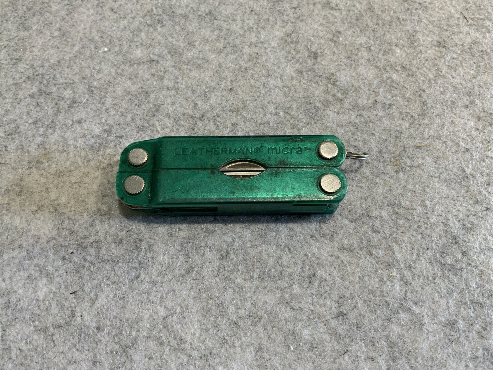 Leatherman Micra Multi Tool Green Transparent Plastic Coating Scissors Knife
