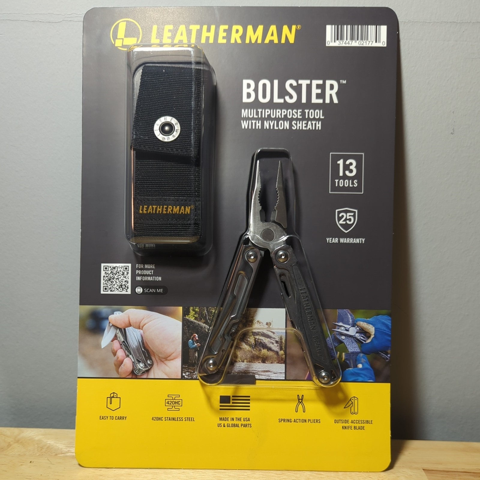 Leatherman Bolster Multipurpose Tool with Nylon Sheath, Stainless, 13 Tools NIP
