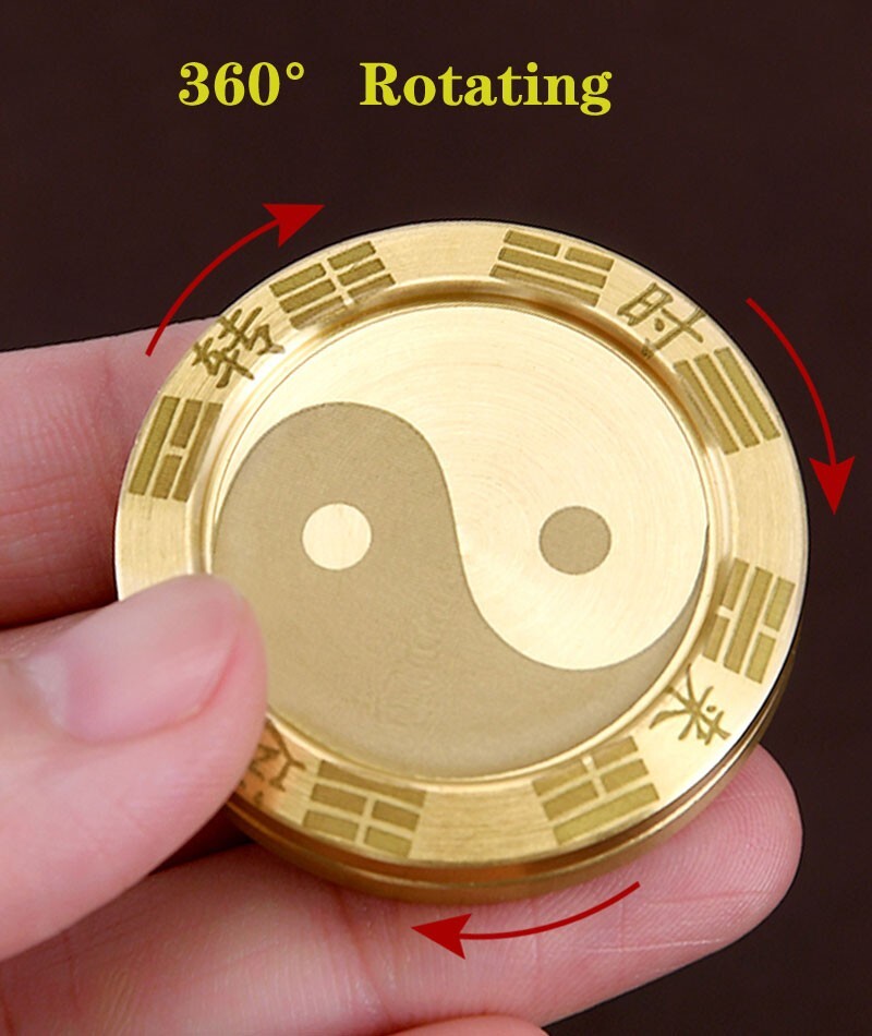 NewSolid Brass Fidget Slider Clicker luck Coin Tai Chi Haptic EDC Toy for Adult