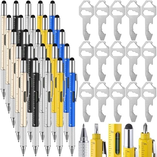 30 Pcs Multi-Tool Gift Set for Men – 6-in-1 Screwdriver Pens & Keychain – Perfec