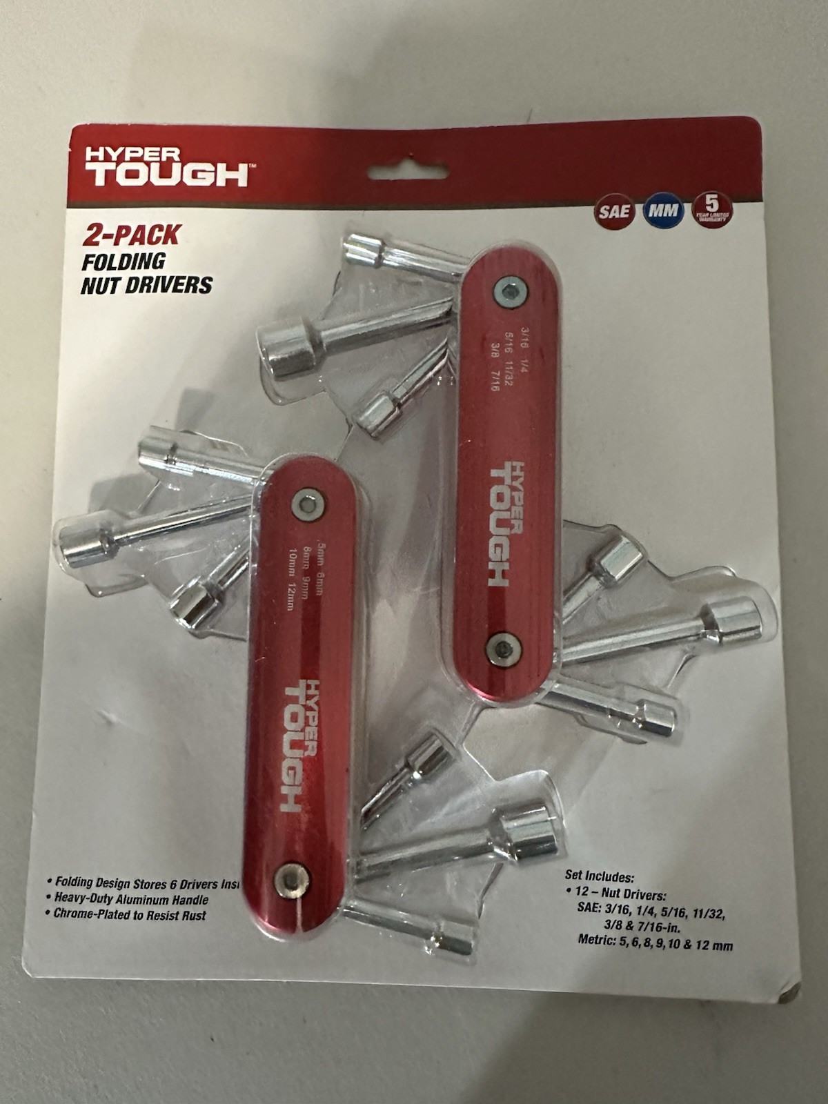 Hyper Tough 2 Pack Folding Nut Drivers