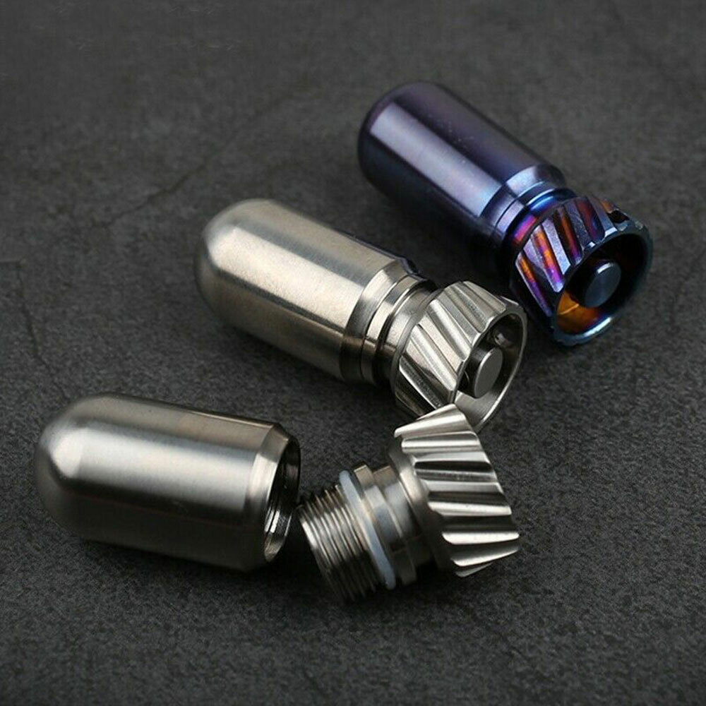 EDC Titanium Multi Tools Waterproof Mini Medicine Bottle Key Pendant Box kit