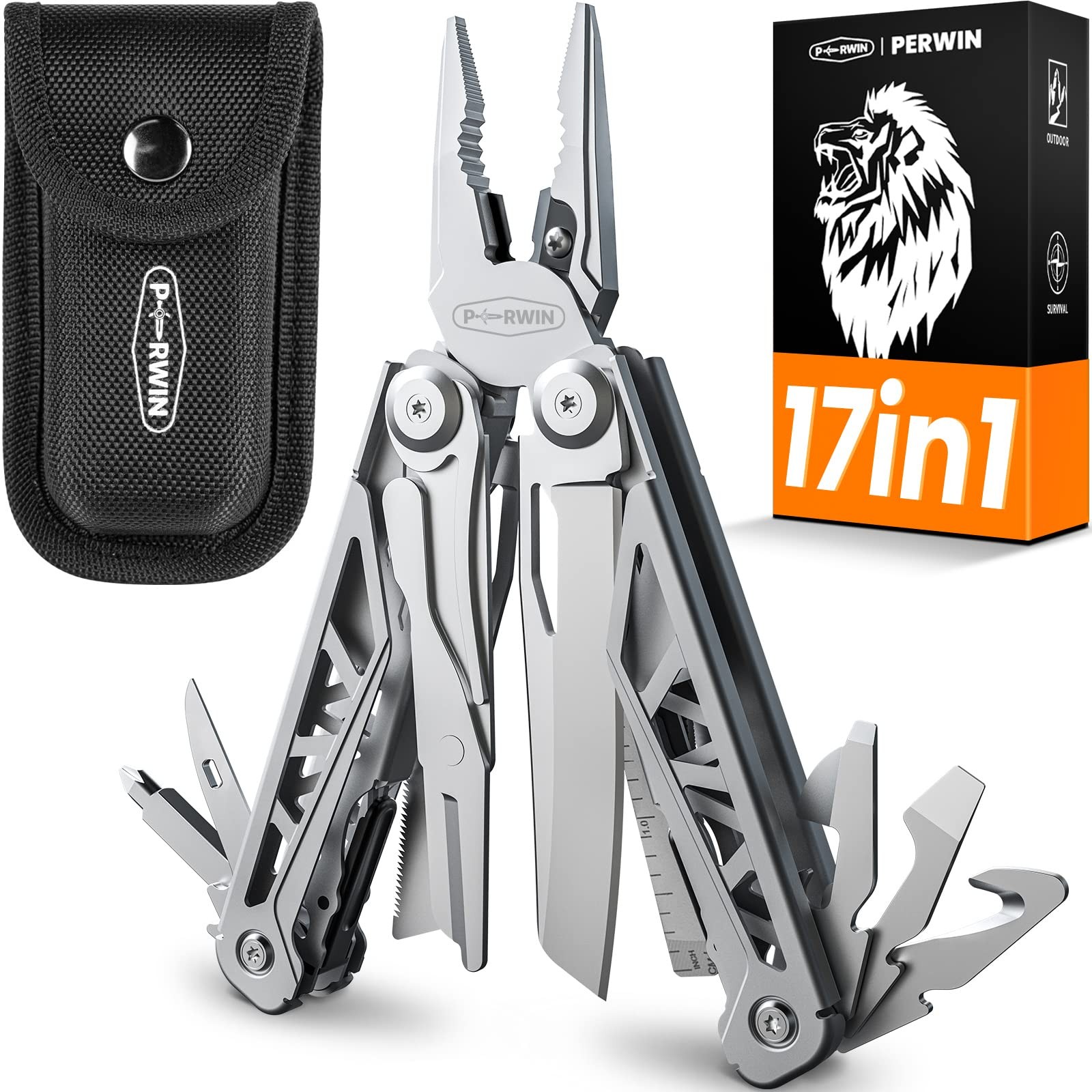 Multitool, 17-in-1 Stainless Steel Multi Tool Pliers with Self-Locking, Pocke…