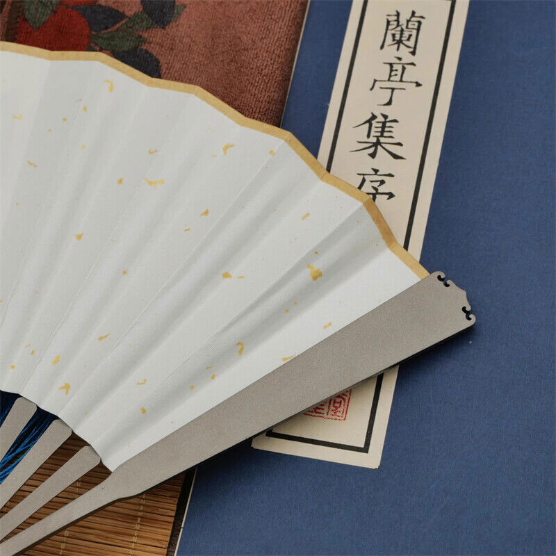 Titanium Alloy Folding Fan Martial Arts Portable Carving Kung Fu Tai Ji 6”