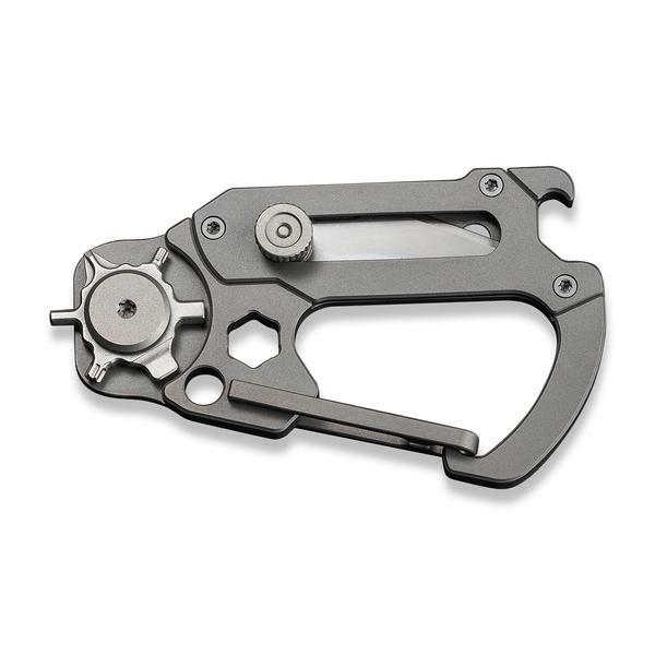 Civivi Polymorph Carabiner Keychain Multi Tool Gray Titanium Utility Plain Blade