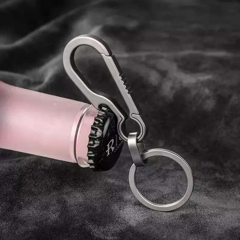 Titanium Carabiner Keychain + Bottle Opener EDC Camping Hiking Fishing Travel