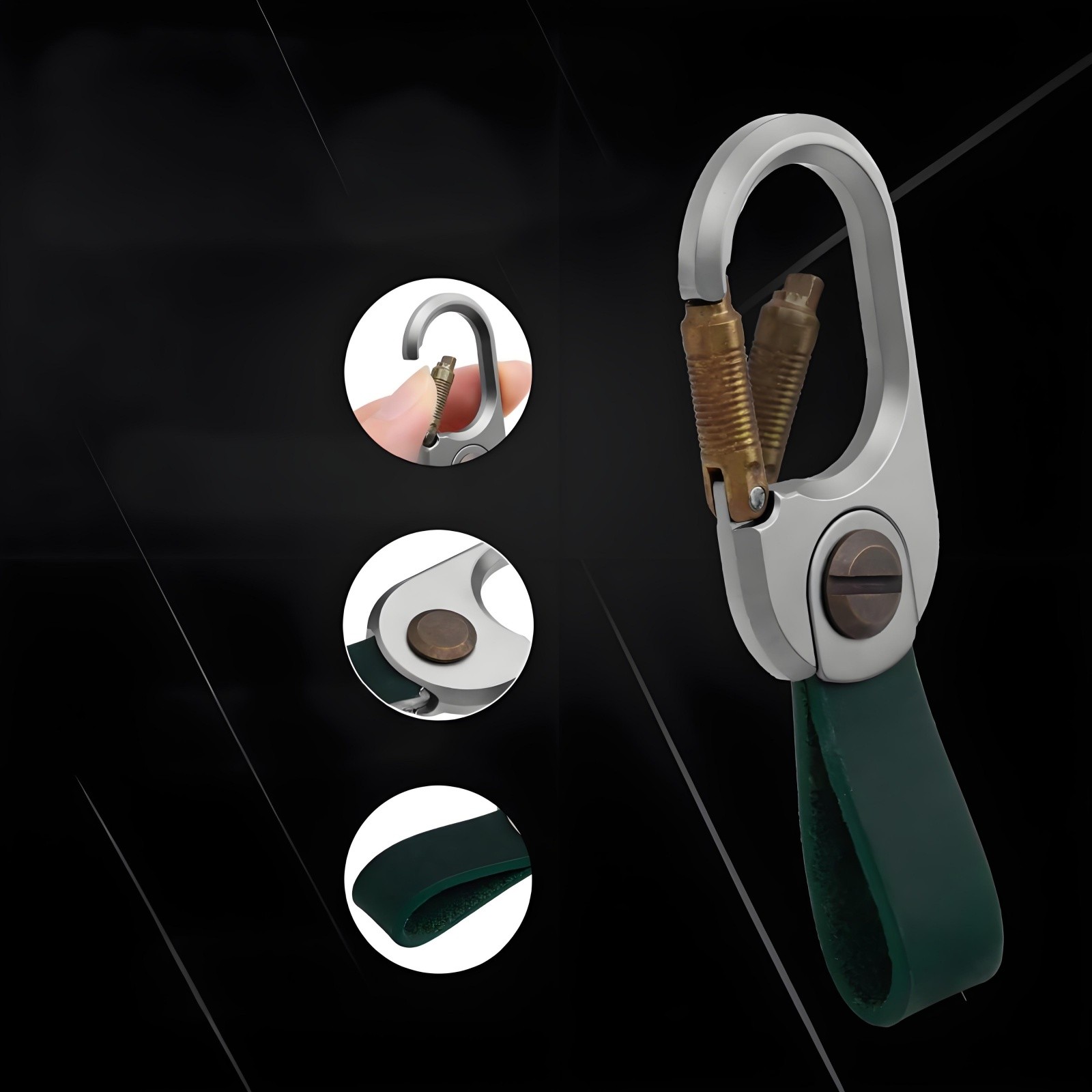 Titanium Alloy Keychain Holder Removable Key Ring Pendant with Leather Strap